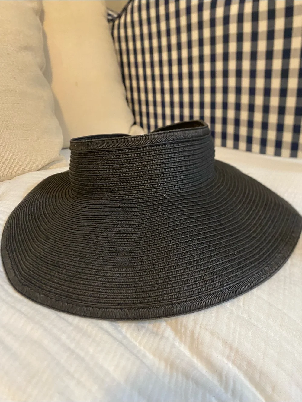 Vix Paula Hermanny Hat Women’s Straw Visor Black Sun Hat Beach Resort Wear